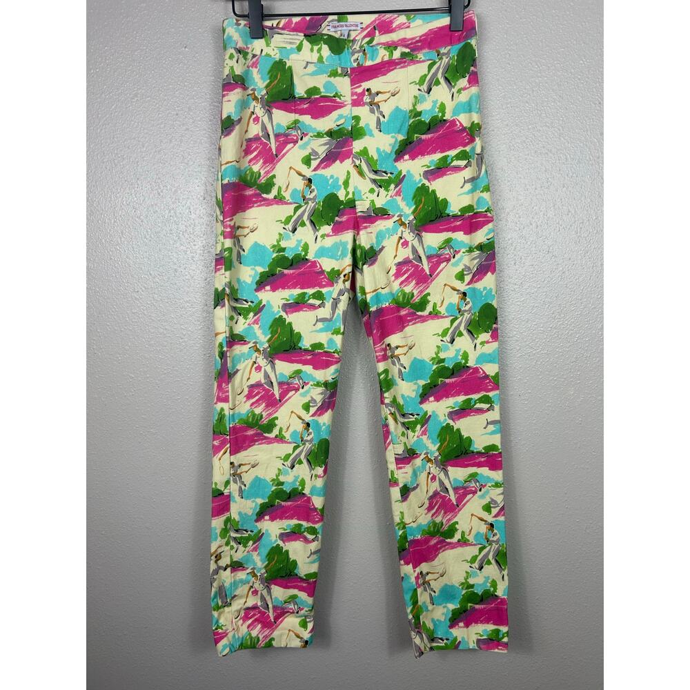 Frances Valentine Lucy Stretch Botanical Bash Cropped Pants Sz 4 Preppy Coastal - Picture 2 of 7